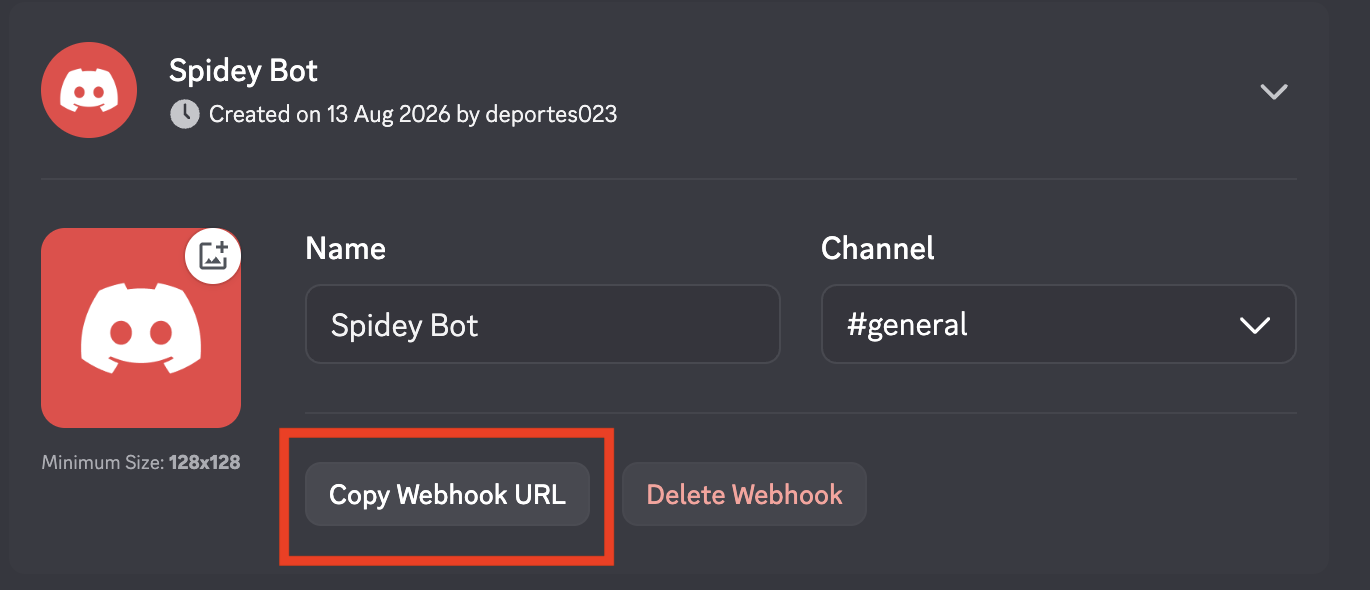 Copy Webhook URL