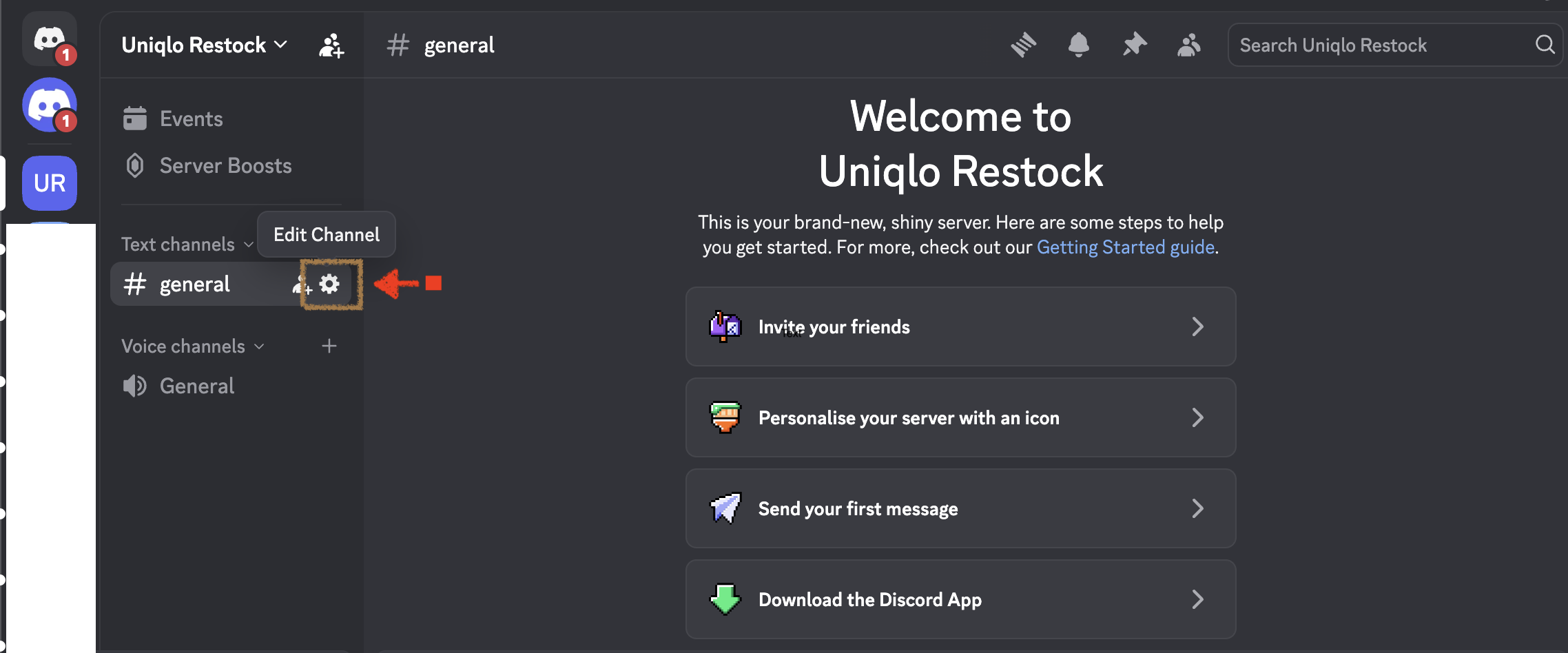 Open channel settings
