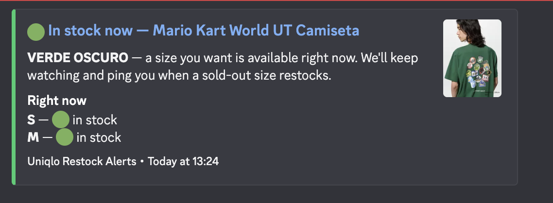 A restock alert in Discord